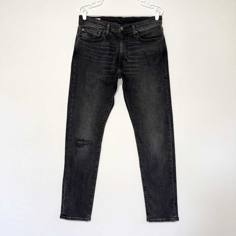 Levis 512 Distressed Jeans Mens Size 32x32 Black Faded Cotton Blend Stretch